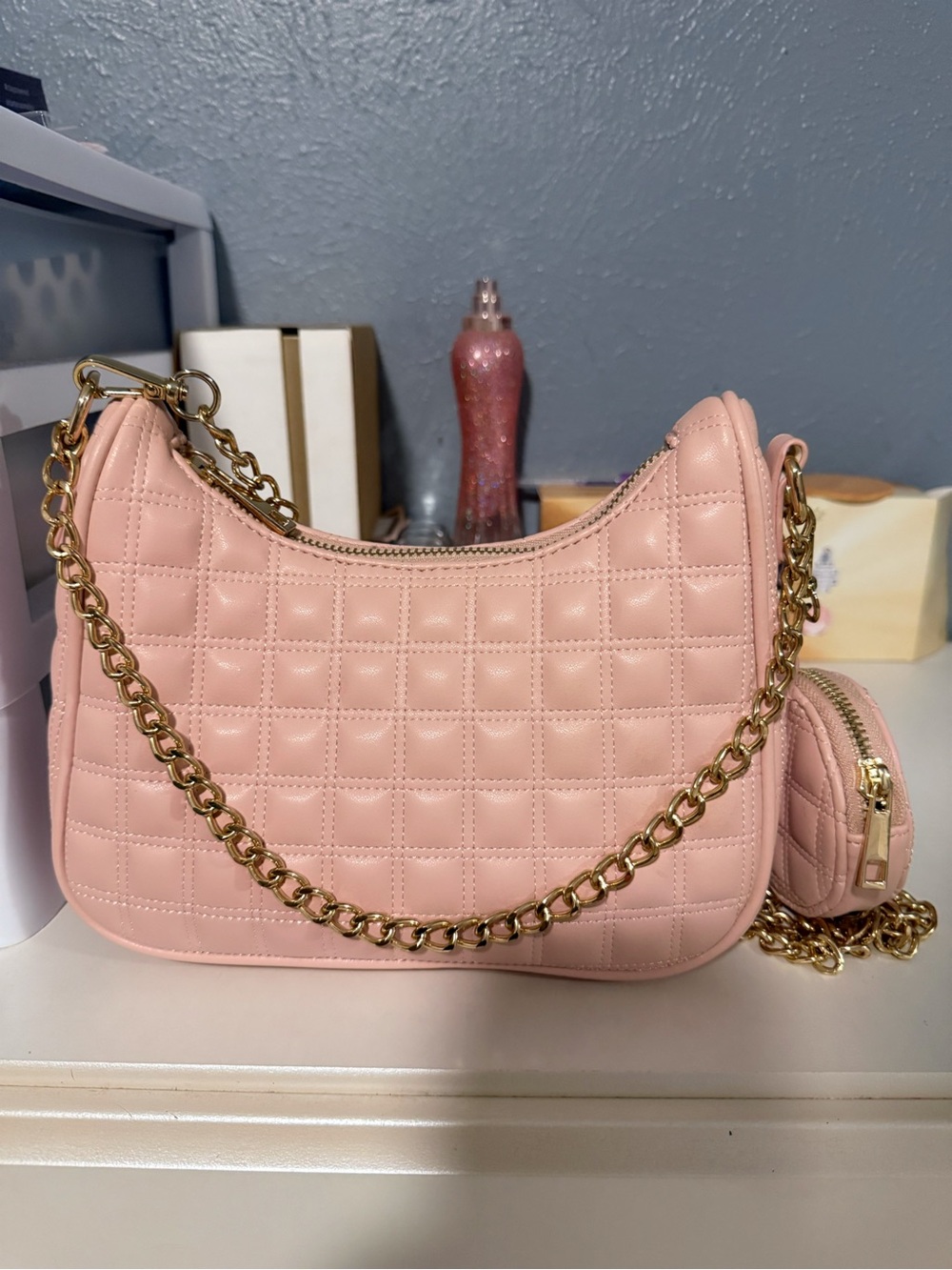 Forever 21 Quilted Pink Chain-Handle Crossbody Bag